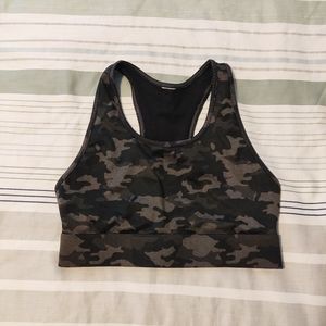 Fabletics gray army print sports bra